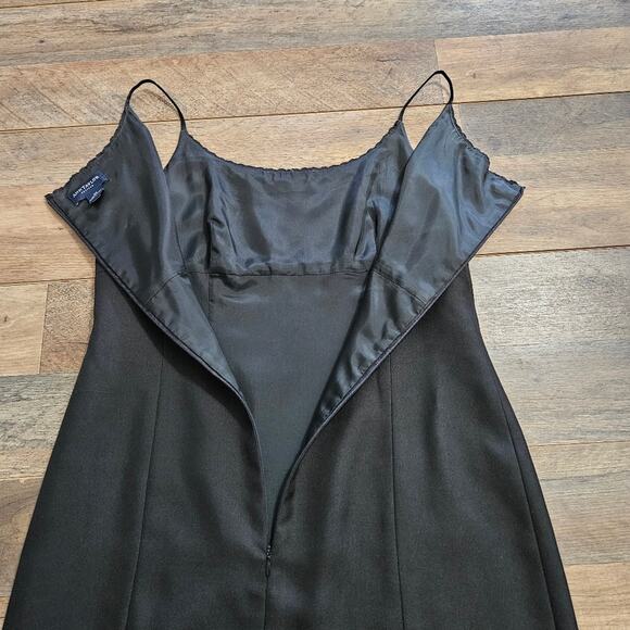 Ann Taylor Silk Black Spaghetti Strap Floral Embroidered Dress Size 6P - Picture 4 of 12